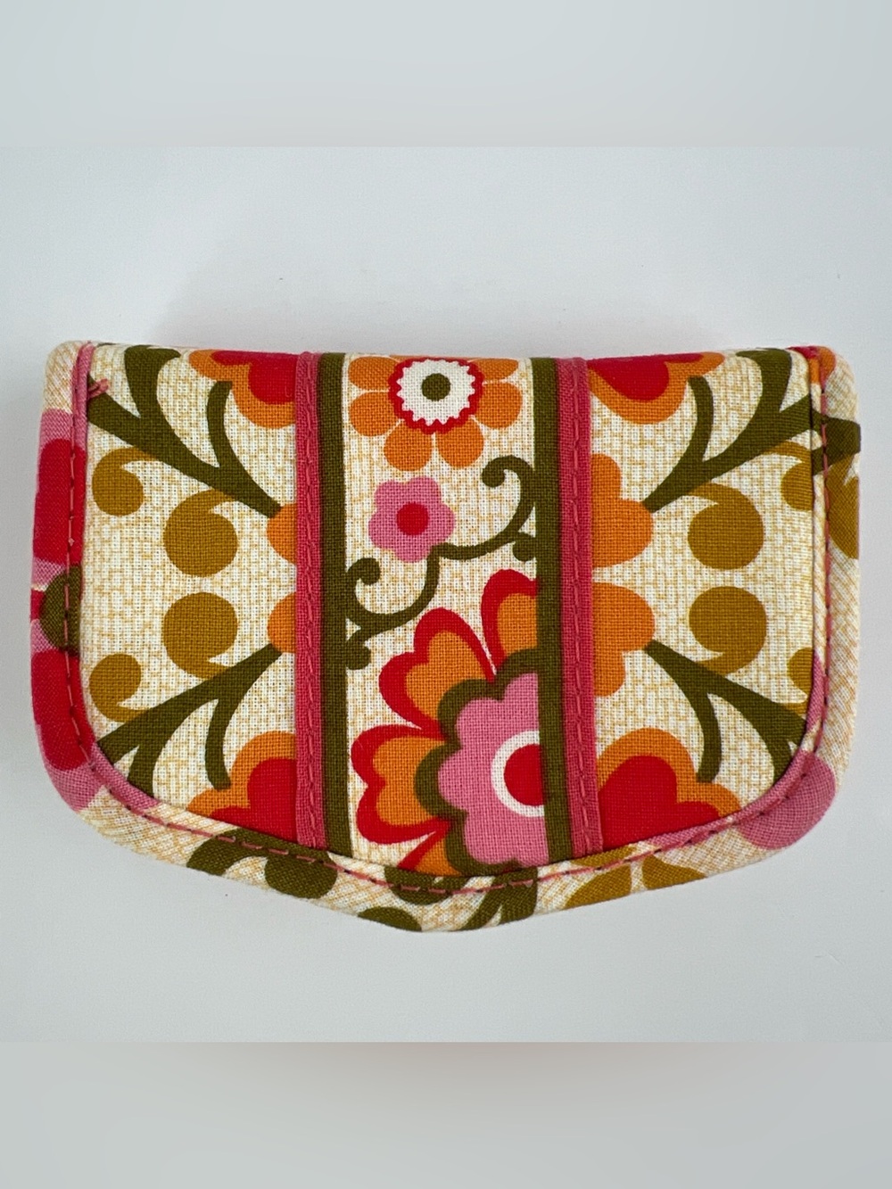 Vera Bradley Folkloric Floral Pattern Business Card Bifold Case Soft Side Wallet